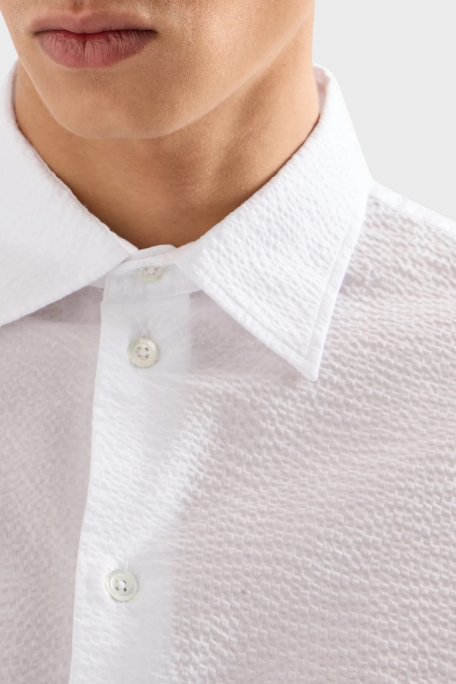 Emporio Armani Pamuklu Regular Fit Gofre Erkek Gömlek E31SM0 F1336 100 BEYAZ - 4