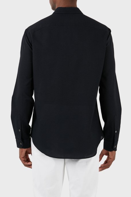 Emporio Armani Pamuklu Regular Fit Gofre Erkek Gömlek E31SM0 F1336 999 SİYAH - 3