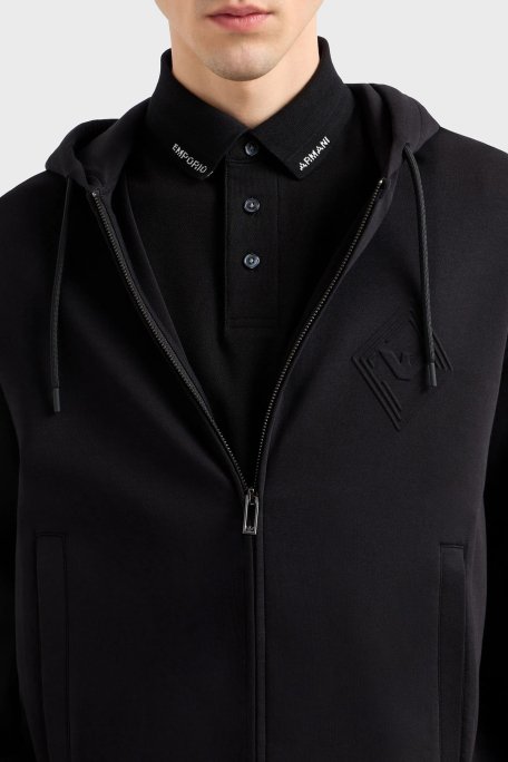 Emporio Armani Pamuklu Regular Fit Kapüşonlu Fermuarlı Erkek Sweat EM001122 AF10013 UC001 SİYAH - 8