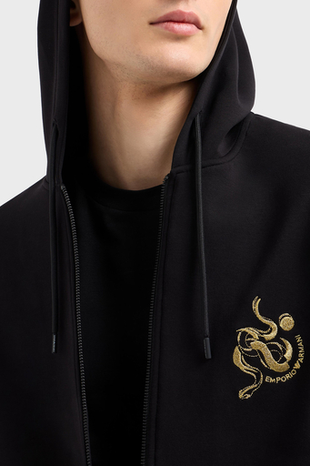 Emporio Armani Pamuklu Regular Fit Kapüşonlu Fermuarlı Erkek Sweat EM001699 AF10013 UC001 SİYAH - 4