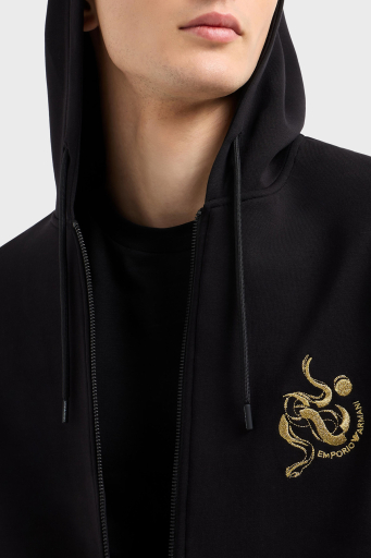 Emporio Armani Pamuklu Regular Fit Kapüşonlu Fermuarlı Erkek Sweat EM001699 AF10013 UC001 SİYAH - 9