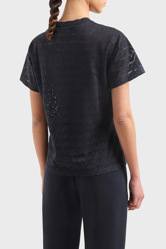 Emporio Armani Pamuklu Regular Fit Transparan Bayan T Shirt 3D2T7Q 2JMAZ 0927 LACİVERT