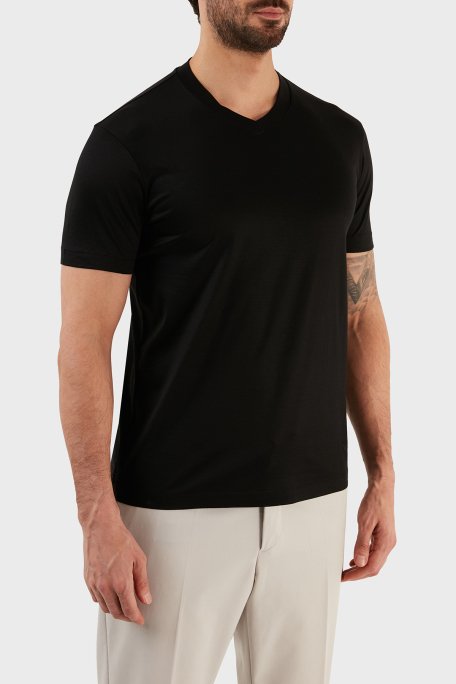 Emporio Armani Pamuklu Regular Fit V Yaka Erkek T Shirt 8N1TE7 1JUVZ 0999 SİYAH - 2