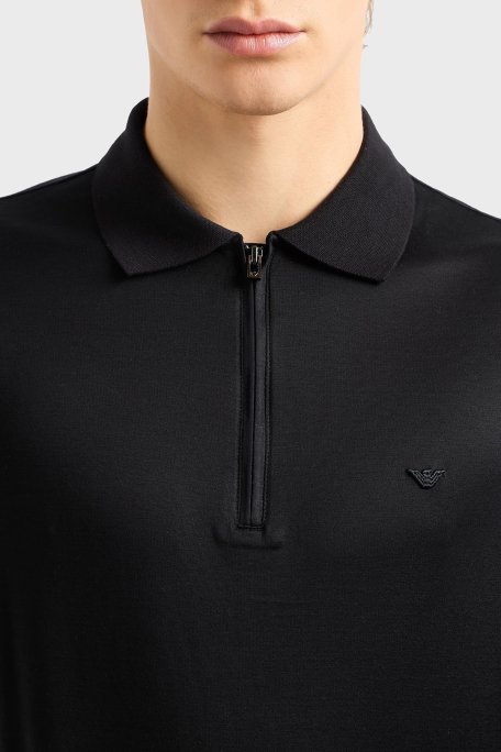 Emporio Armani Pamuklu Regular Fit Yarım Fermuarlı Erkek Polo Yaka T Shirt EM001082 AF10017 UC001 SİYAH - 4