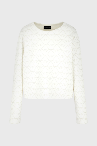 Emporio Armani Pamuklu Relaxed Fit Bisiklet Yaka Bayan Sweat 3D2M6H 1JHSZ F126 BEYAZ - 5