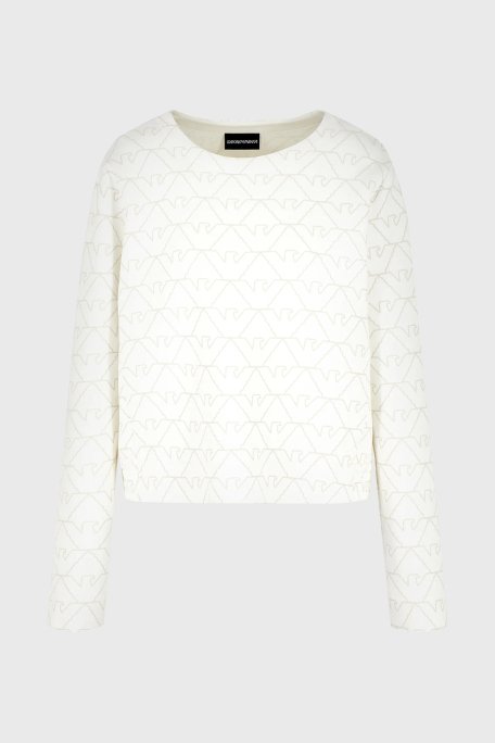 Emporio Armani Pamuklu Relaxed Fit Bisiklet Yaka Bayan Sweat 3D2M6H 1JHSZ F126 BEYAZ - 5