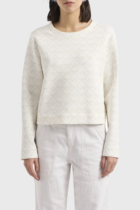 Emporio Armani Pamuklu Relaxed Fit Bisiklet Yaka Bayan Sweat 3D2M6H 1JHSZ F126 BEYAZ - 6