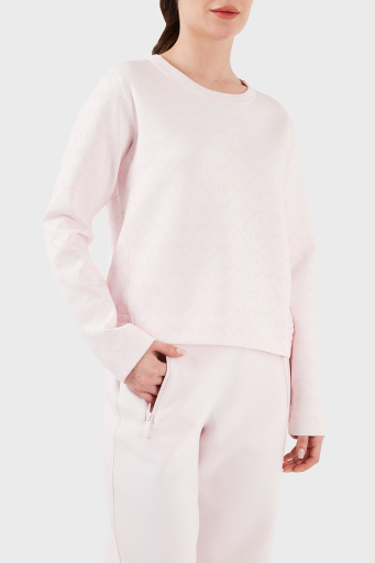 Emporio Armani Pamuklu Relaxed Fit Bisiklet Yaka Bayan Sweat 3D2M6H 1JHSZ F321 PUDRA - 4