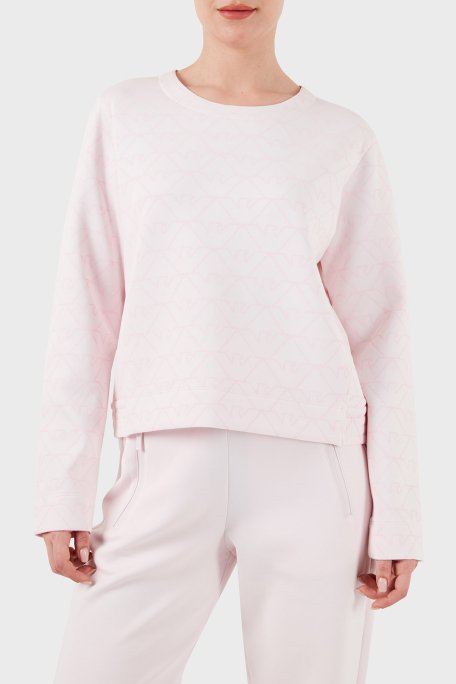 Emporio Armani Pamuklu Relaxed Fit Bisiklet Yaka Bayan Sweat 3D2M6H 1JHSZ F321 PUDRA - 1