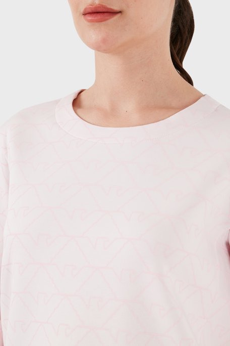 Emporio Armani Pamuklu Relaxed Fit Bisiklet Yaka Bayan Sweat 3D2M6H 1JHSZ F321 PUDRA - 5
