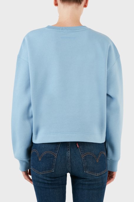 Emporio Armani Pamuklu Relaxed Fit Bisiklet Yaka Crop Bayan Sweat 6R2M7L 2JTDZ 0712 MAVİ - 3