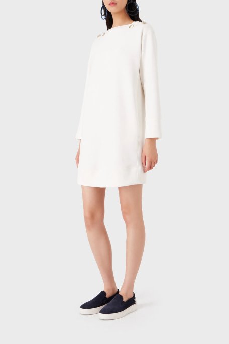 Emporio Armani Pamuklu Relaxed Fit Kare Yaka Mini Bayan Elbise 6R2A6A 1JHSZ 0101 EKRU - 1