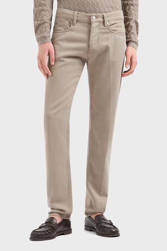 Emporio Armani Pamuklu Skinny Fit Düşük Bel Düz Paça Jeans Erkek Kot Pantolon EM000668 AF12631 U6167 BEJ - 1
