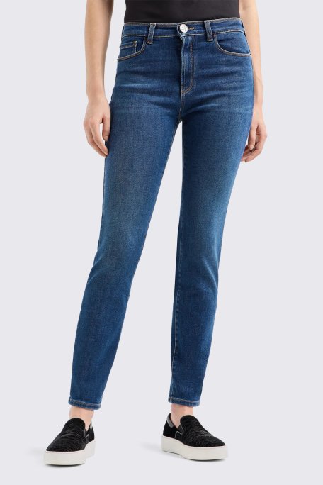 Emporio Armani Pamuklu Skinny Fit Yüksek Bel Jeans Bayan Kot Pantolon 6D2J20 2DUPZ 0942 LACİVERT - 6