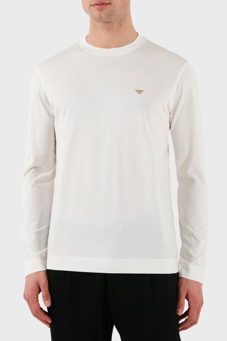 Emporio Armani Pamuklu Slim Fit Bisiklet Yaka Uzun Kollu Erkek T Shirt EM001703 AF10017 M0131 BEYAZ - 10