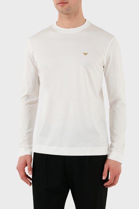Emporio Armani Pamuklu Slim Fit Bisiklet Yaka Uzun Kollu Erkek T Shirt EM001703 AF10017 M0131 BEYAZ - 12