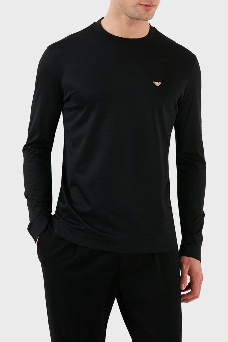 Emporio Armani Pamuklu Slim Fit Bisiklet Yaka Uzun Kollu Erkek T Shirt EM001703 AF10017 MC184 SİYAH - 10