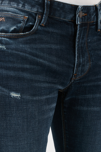 Emporio Armani Pamuklu Slim Fit Dar Paça Jeans Erkek Kot Pantolon 6D1J06 1D98Z 0941 LACİVERT - 6