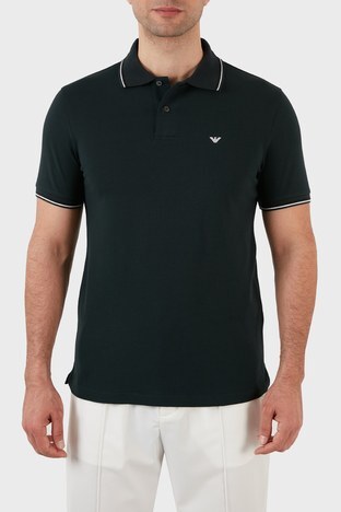 Emporio Armani - Emporio Armani Pamuklu Slim Fit Düğmeli T Shirt Erkek Polo 8N1FB3 1JPTZ 0585 YEŞİL