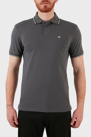 Emporio Armani - Emporio Armani Pamuklu Slim Fit Düğmeli T Shirt Erkek Polo 8N1FB3 1JPTZ 0628 ANTRASİT