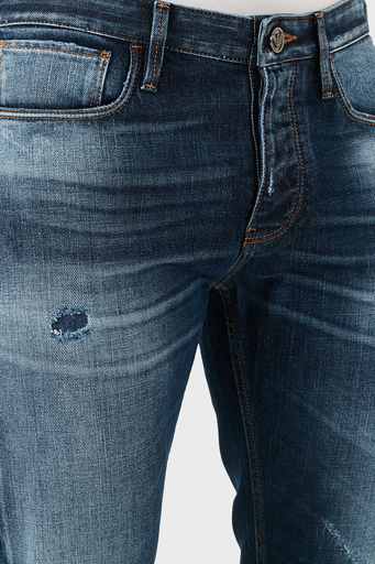 Emporio Armani Pamuklu Slim Fit Düşük Bel Düz Paça Jeans Erkek Kot Pantolon 6D1J75 1D44Z 0942 LACİVERT - 5