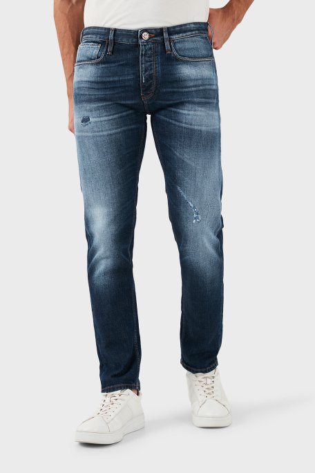 Emporio Armani Pamuklu Slim Fit Düşük Bel Düz Paça Jeans Erkek Kot Pantolon 6D1J75 1D44Z 0942 LACİVERT - 1