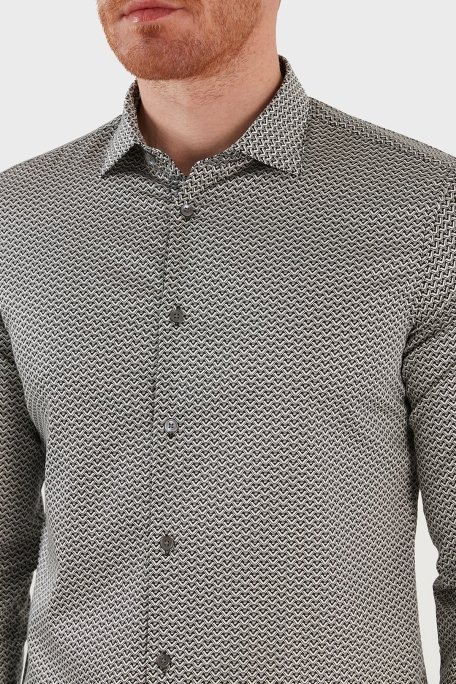 Emporio Armani Pamuklu Slim Fit Erkek Gömlek 6K1C65 1NZEZ F015 SİYAH-BEYAZ - 10