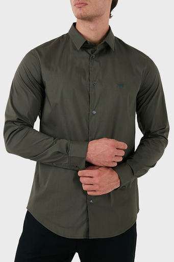 Emporio Armani Pamuklu Slim Fit Logolu Erkek Gömlek 8N1C09 1NI9Z 06K0 HAKİ - 3