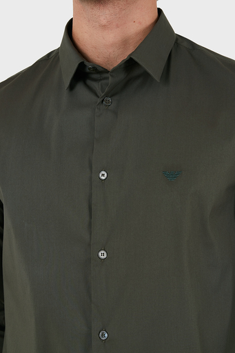 Emporio Armani Pamuklu Slim Fit Logolu Erkek Gömlek 8N1C09 1NI9Z 06K0 HAKİ - 5