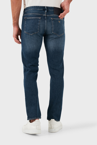 Emporio Armani Pamuklu Slim Fit Normal Bel Dar Paça Jeans Erkek Kot Pantolon 6D1J75 1D89Z 0942 LACİVERT - 6
