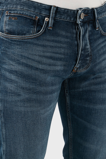 Emporio Armani Pamuklu Slim Fit Normal Bel Dar Paça Jeans Erkek Kot Pantolon 6D1J75 1D89Z 0942 LACİVERT - 7