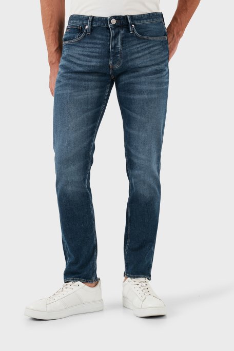 Emporio Armani Pamuklu Slim Fit Normal Bel Dar Paça Jeans Erkek Kot Pantolon 6D1J75 1D89Z 0942 LACİVERT - 5