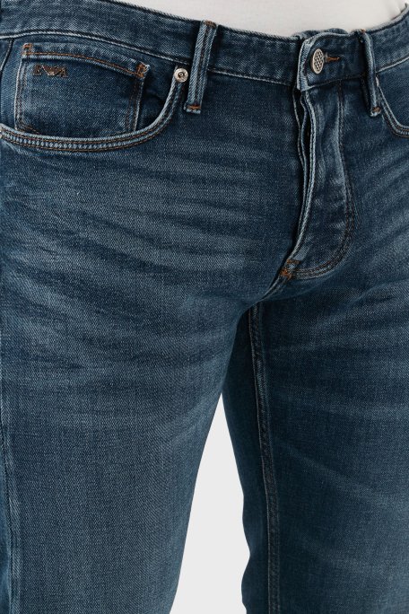 Emporio Armani Pamuklu Slim Fit Normal Bel Dar Paça Jeans Erkek Kot Pantolon 6D1J75 1D89Z 0942 LACİVERT - 7