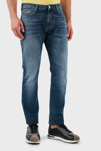 Emporio Armani Pamuklu Slim Fit Normal Bel Düz Paça Jeans Erkek Kot Pantolon EM000121 AF13272 MB002 LACİVERT - 1