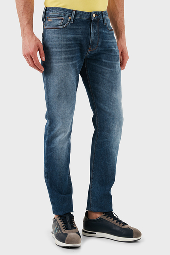 Emporio Armani Pamuklu Slim Fit Normal Bel Düz Paça Jeans Erkek Kot Pantolon EM000121 AF13272 MB002 LACİVERT - 3