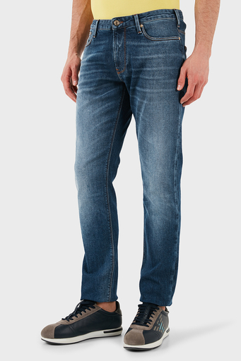 Emporio Armani Pamuklu Slim Fit Normal Bel Düz Paça Jeans Erkek Kot Pantolon EM000121 AF13272 MB002 LACİVERT - 4