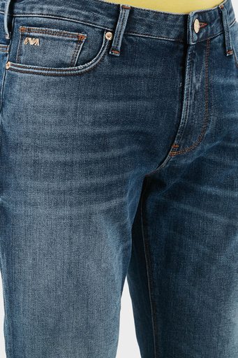 Emporio Armani Pamuklu Slim Fit Normal Bel Düz Paça Jeans Erkek Kot Pantolon EM000121 AF13272 MB002 LACİVERT - 5