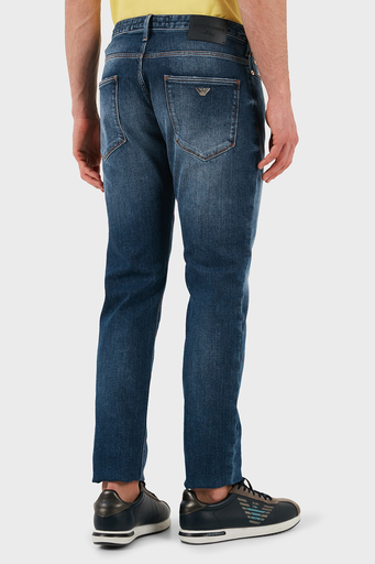 Emporio Armani Pamuklu Slim Fit Normal Bel Düz Paça Jeans Erkek Kot Pantolon EM000121 AF13272 MB002 LACİVERT - 6
