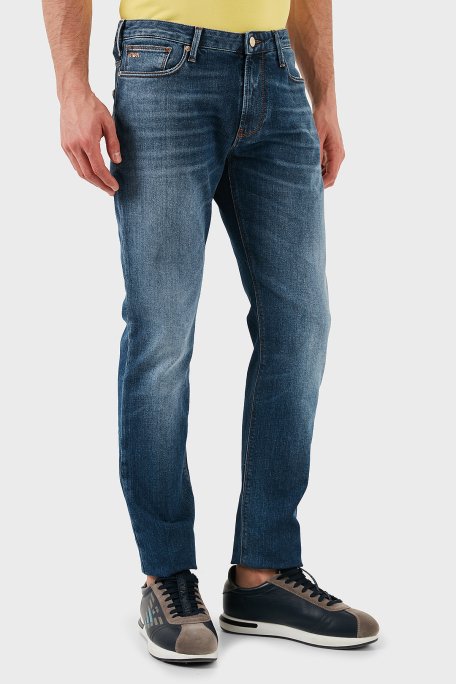 Emporio Armani Pamuklu Slim Fit Normal Bel Düz Paça Jeans Erkek Kot Pantolon EM000121 AF13272 MB002 LACİVERT - 3