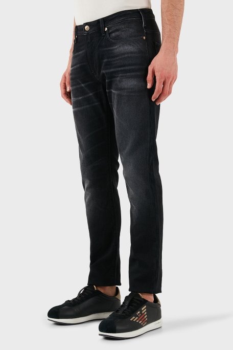 Emporio Armani Pamuklu Slim Fit Normal Bel Düz Paça Jeans Erkek Kot Pantolon EM000121 AF15101 M8001 GRİ - 3