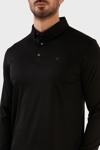 Emporio Armani Pamuklu Slim Fit Uzun Kollu Düğmeli Erkek Polo Yaka Sweat 8N1F97 1JUVZ 0999 SİYAH - 3