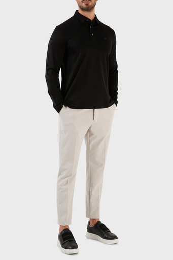 Emporio Armani Pamuklu Slim Fit Uzun Kollu Düğmeli Erkek Polo Yaka Sweat 8N1F97 1JUVZ 0999 SİYAH - 4