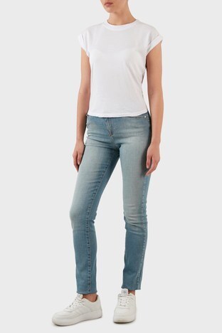 Emporio Armani - Emporio Armani Pamuklu Yüksek Bel Slim Fit Jeans Bayan Kot Pantolon 3L2J18 2DQ0Z 0941 MAVİ