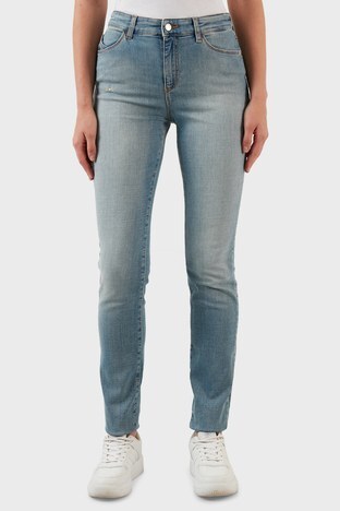 Emporio Armani - Emporio Armani Pamuklu Yüksek Bel Slim Fit Jeans Bayan Kot Pantolon 3L2J18 2DQ0Z 0941 MAVİ (1)