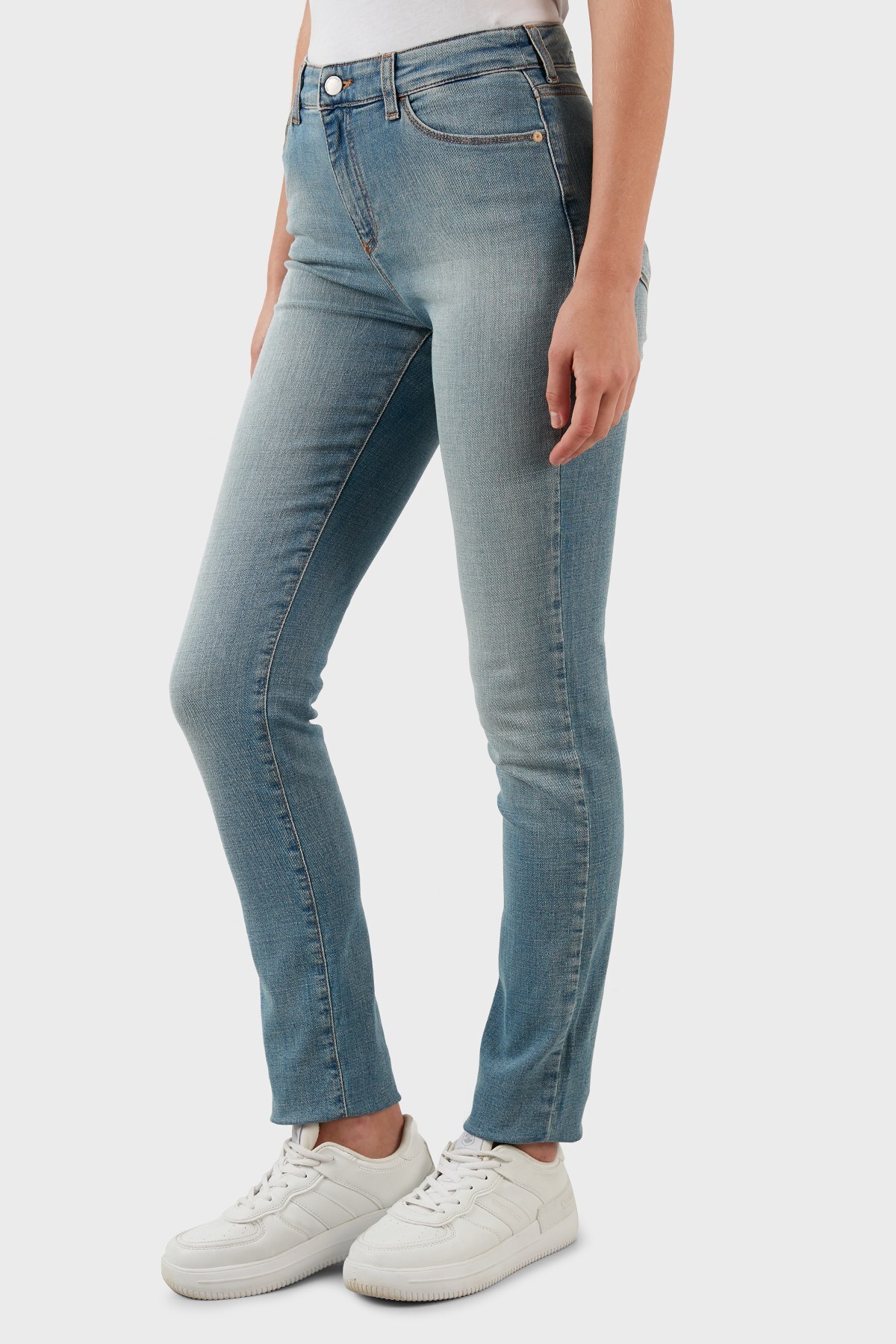 Emporio Armani Pamuklu Yüksek Bel Slim Fit Jeans Bayan Kot Pantolon 3L2J18 2DQ0Z 0941 MAVİ