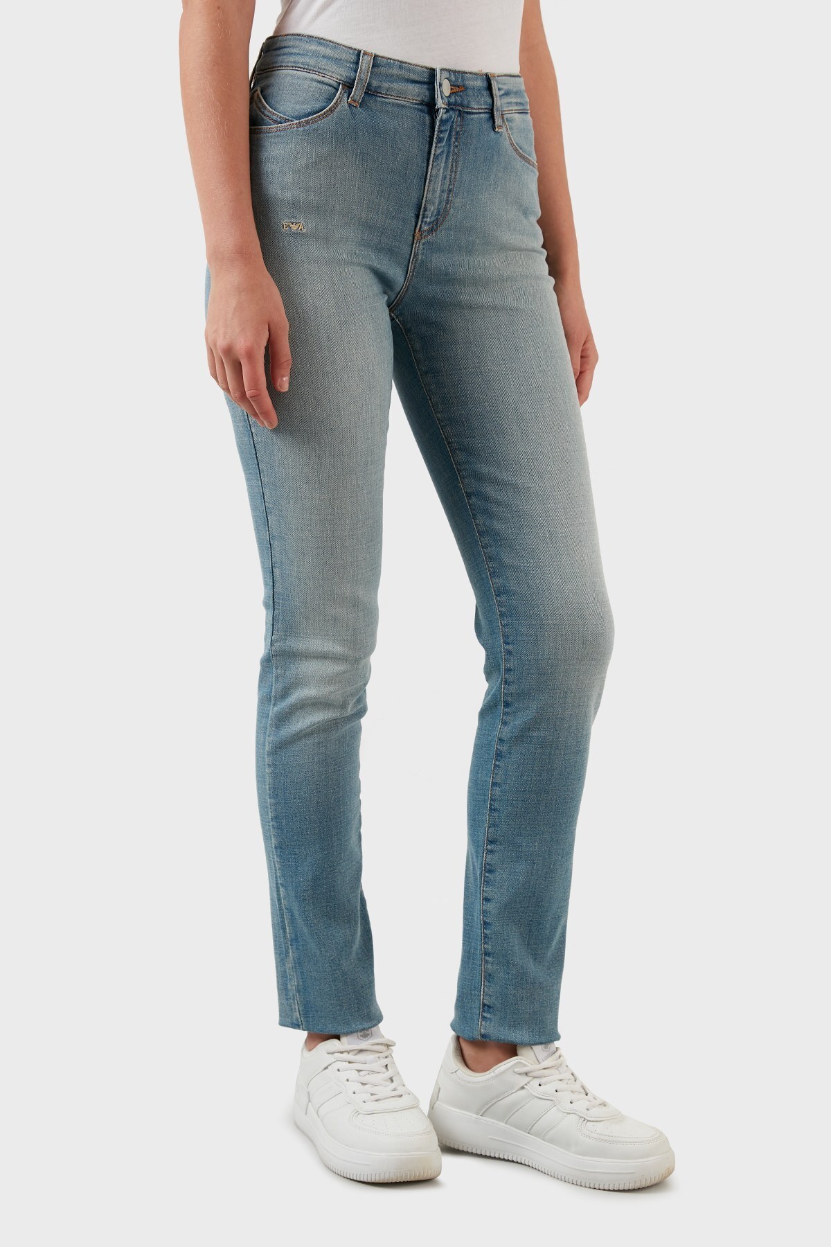 Emporio Armani Pamuklu Yüksek Bel Slim Fit Jeans Bayan Kot Pantolon 3L2J18 2DQ0Z 0941 MAVİ