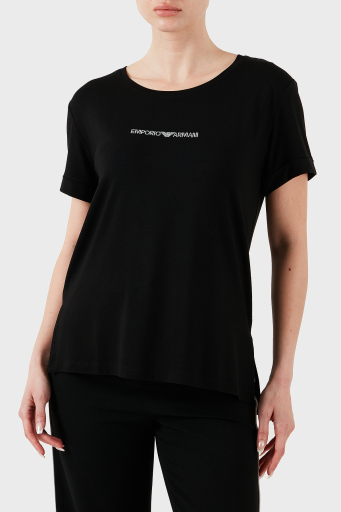 Emporio Armani Regular Fit Bisiklet Yaka Taş Logolu Bayan T Shirt EW000780 AF12192 UC001 SİYAH - 1