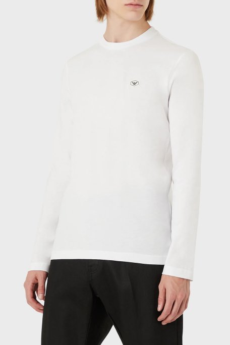 Emporio Armani Regular Fit Bisiklet Yaka Uzun Kollu % 100 Pamuk Erkek T Shirt 8N1TR1 1JRGZ 0100 BEYAZ - 1