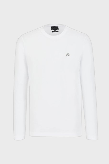 Emporio Armani Regular Fit Bisiklet Yaka Uzun Kollu % 100 Pamuk Erkek T Shirt 8N1TR1 1JRGZ 0100 BEYAZ - 4