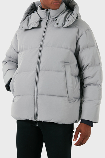 Emporio Armani Regular Fit Çıkarılabilir Kapüşonlu Yün Dolgulu Şişme Erkek Mont 6D1B83 1NVDZ 06K3 GRİ - 1